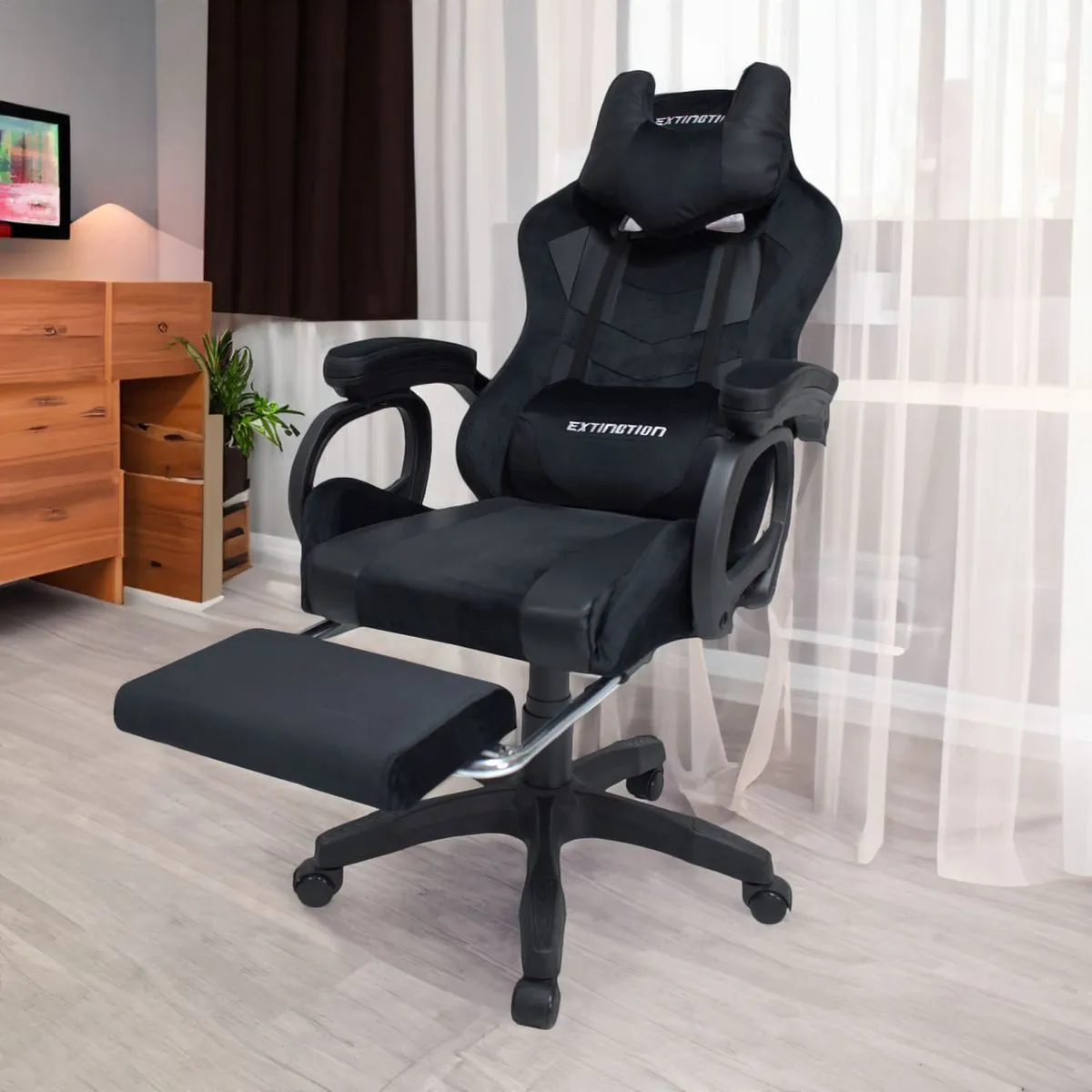 Silla Gamer Extingtion Sapp Gamuza-Cuerina Color Negro - Image 2