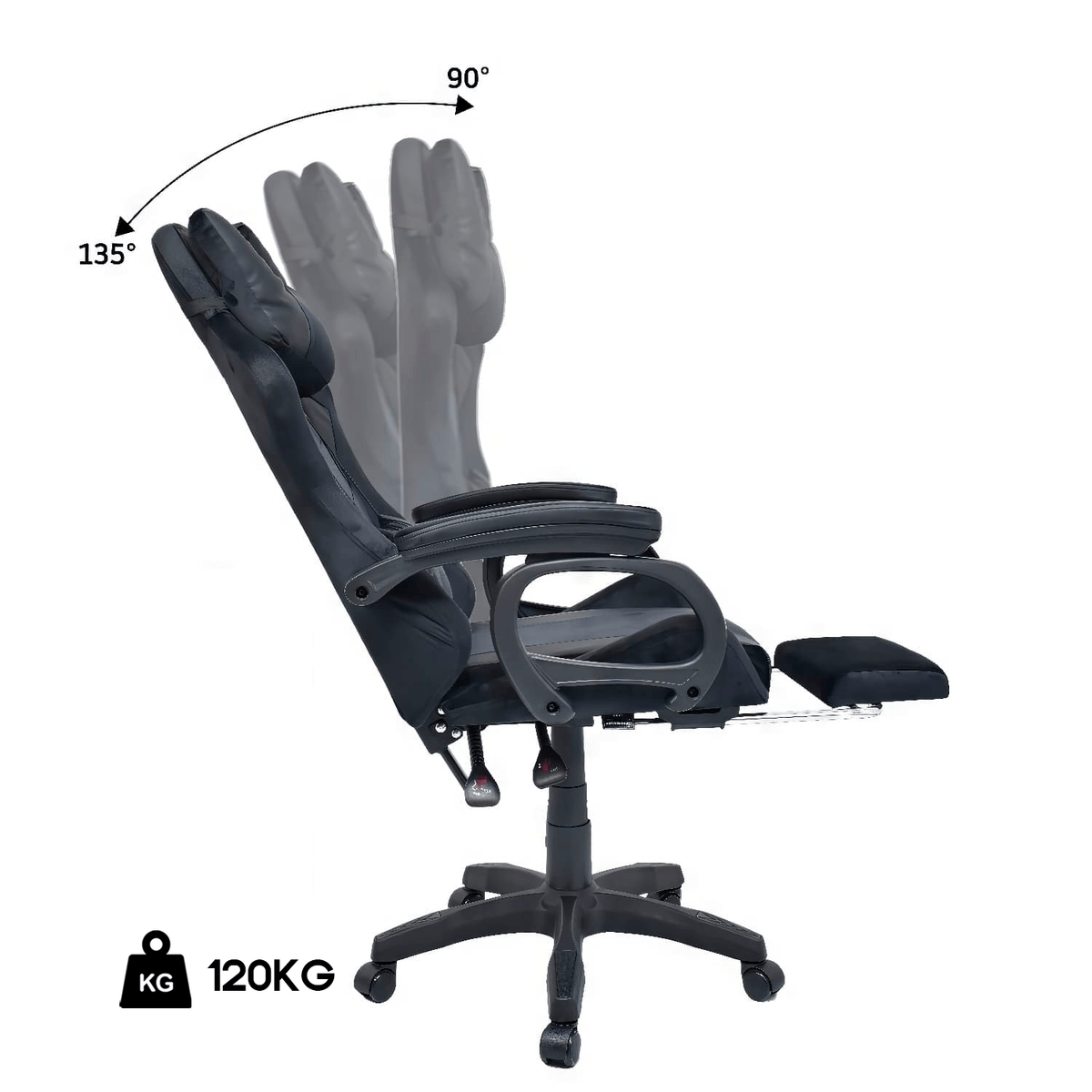 Silla Gamer Extingtion Sapp Gamuza-Cuerina Color Negro - Image 4