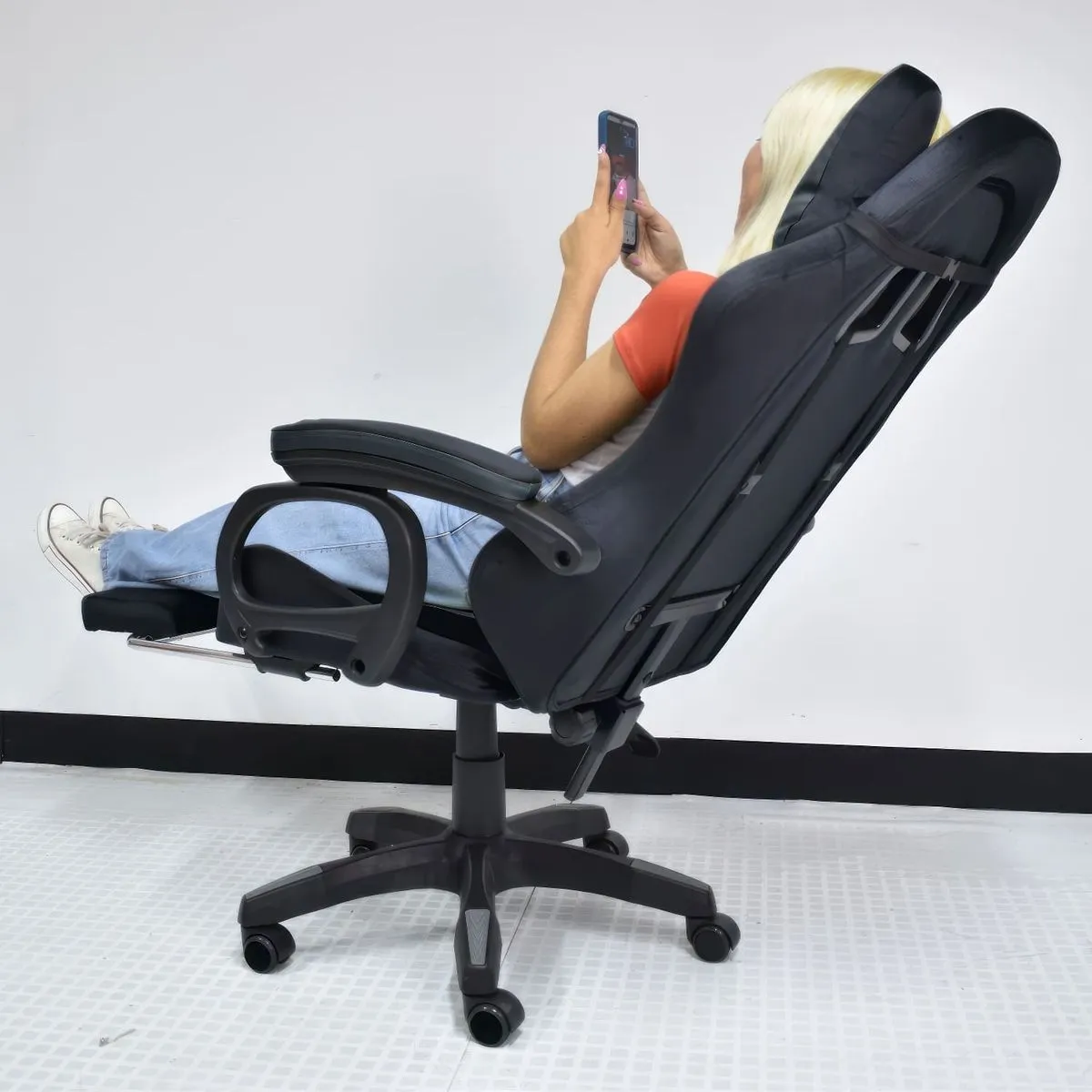 Silla Gamer Extingtion Sapp Gamuza-Cuerina Color Negro - Image 6