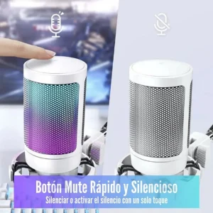 Micrófono Fifine Ampligame A6V, RGB, USB Cardioide, blanco